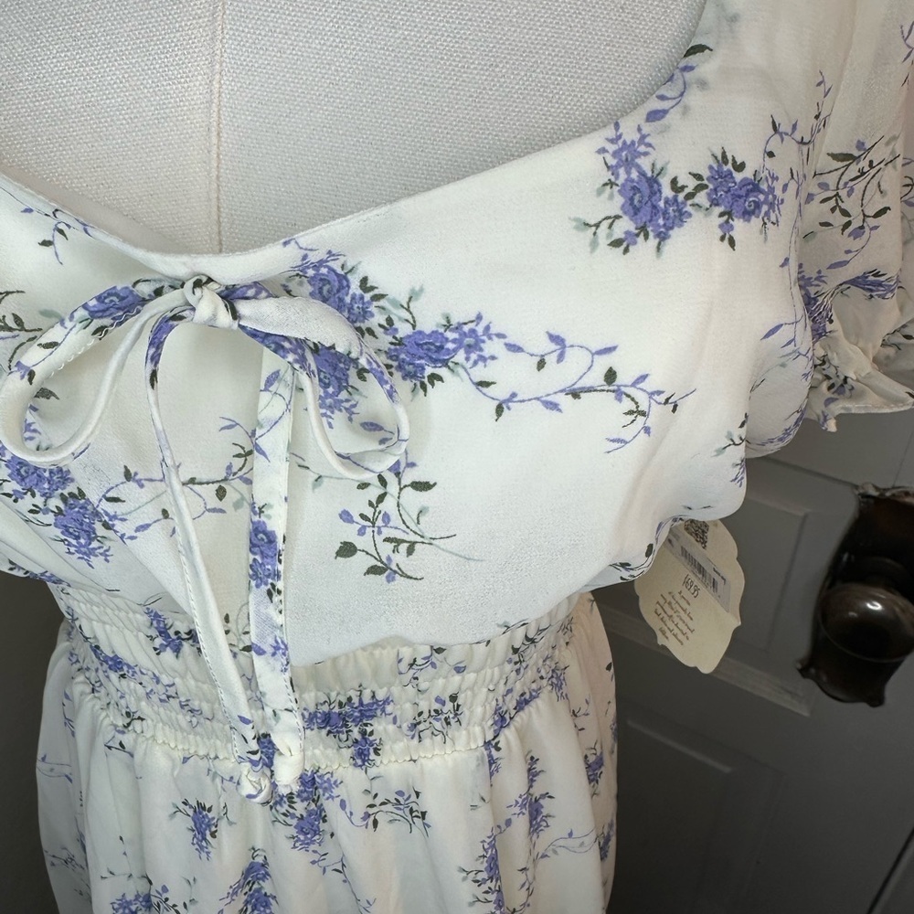 Altar'd State Cream and Blue Floral Mini Dress - Picture 3 of 7
